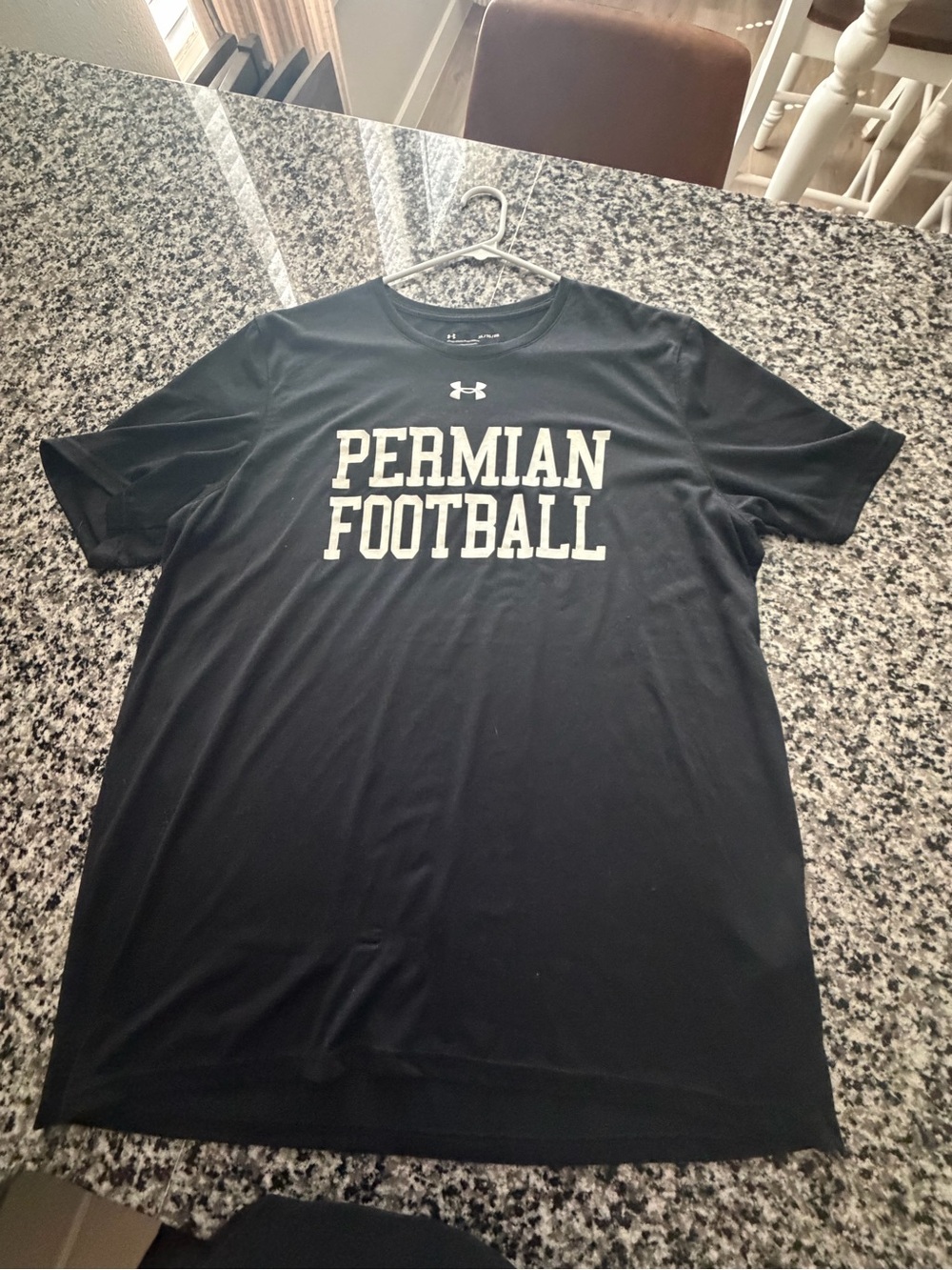 Under Armour Black Permian Football Short Sleeve Tee with White Logo